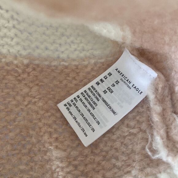 American Eagle Outfitters Jegging Fit Blush Pink Striped Wool Blend Sweater - Picture 11 of 16